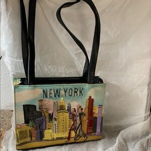 Vintage Frankie & Jonnie New York Skyline  (6") Shoulder Bag With Long Straps